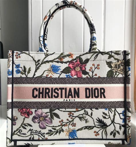 dior tote floral|Dior fabric tote.